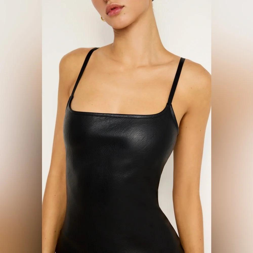 Good American Black Faux Leather Mini Dress Size M - Picture 4 of 10